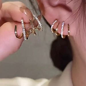 New Claw Ear Hook Clip Earrings  Four-Prong Setting CZ Gold Color